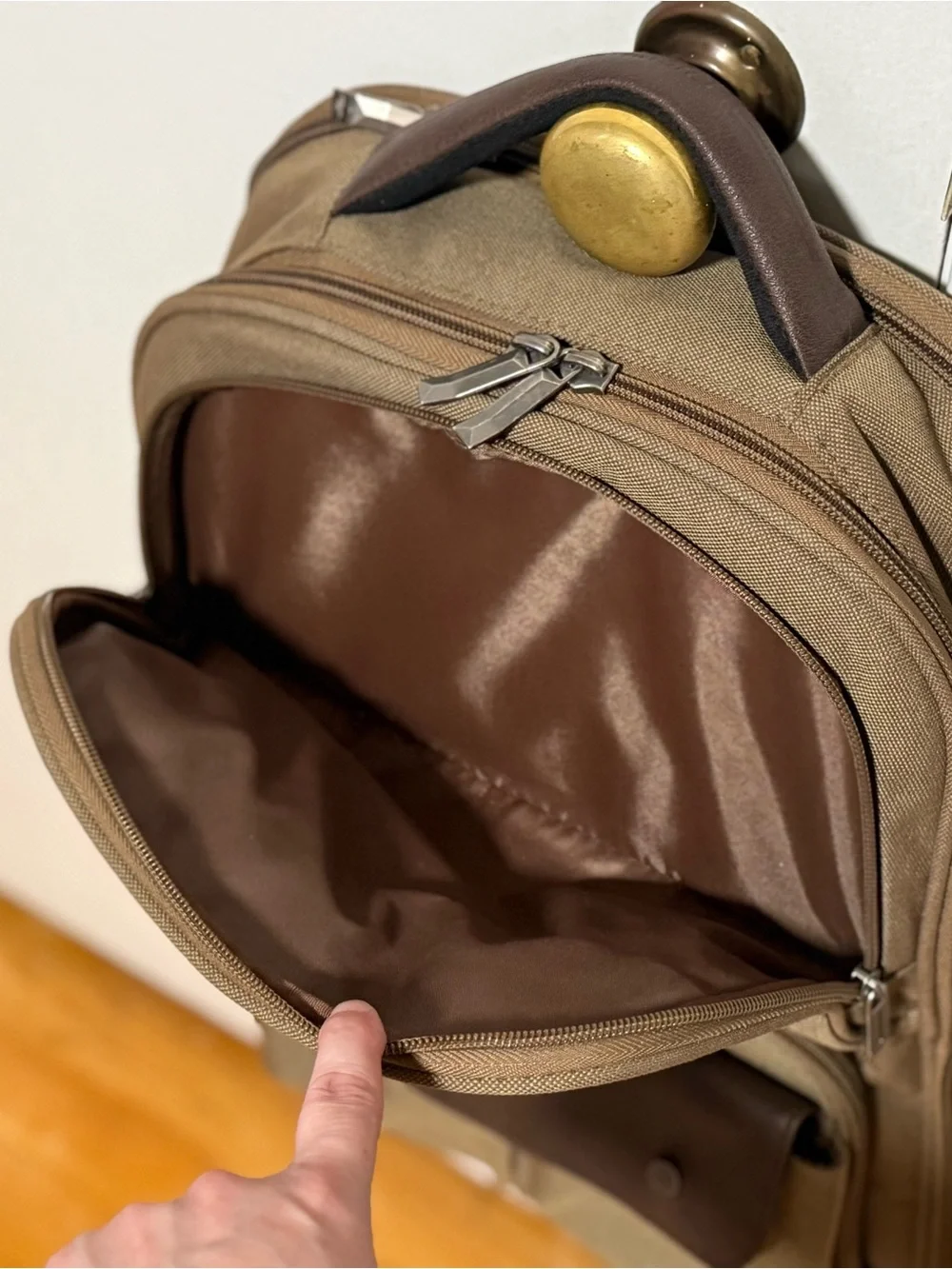 Solo New York Executive Backpack in Khaki & Brown Colorway (